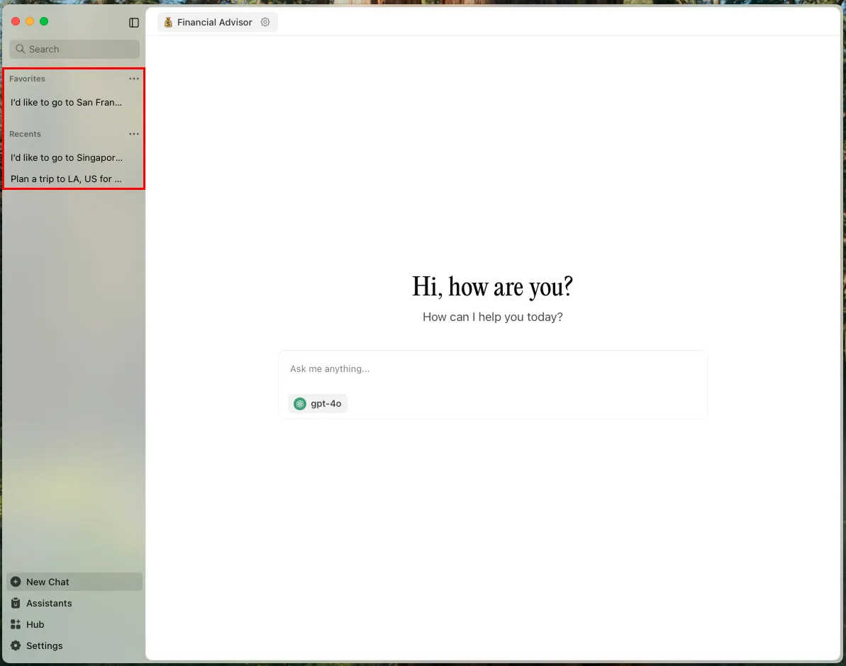 Favorites and Recents